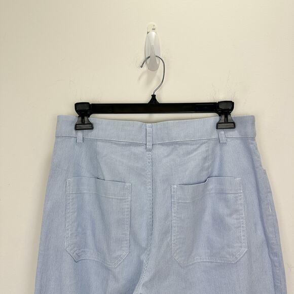 J.Crew Petite Striped High Rise Wide Leg Cropped Pant Blue White US 27 P NWT - Picture 11 of 13